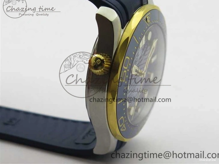 0321 Refined 2018 Seamaster Diver 300M SS YG VSF 1:1 Best Edition YG Bezel Blue Dial on Blue Rubber Strap A 7898